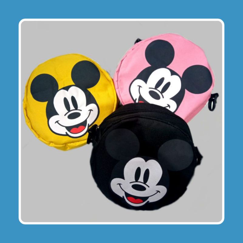 Tas Selempang anak Karakter Lucu Mickey Mouse Tas Anak Perempuan mini Sling bag Bulat EMOEMO