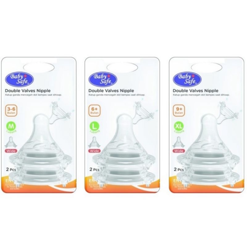 Baby Safe Double Valves Nipple Wide Neck Bottle/Dot Botol Susu