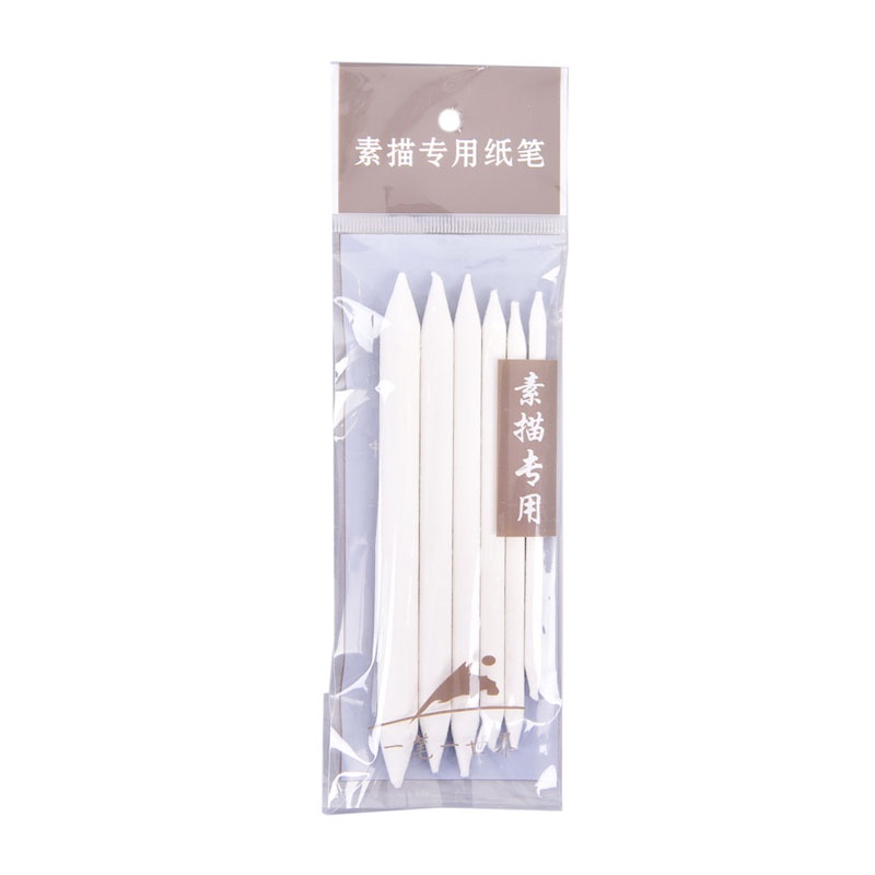 6pcs / set Stik Tortillon Arang Putih Untuk Blending Smudge Gambar