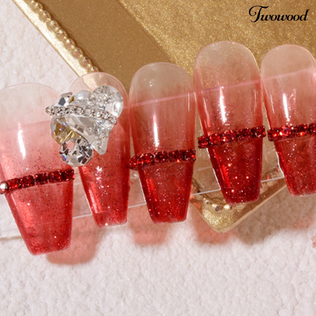 3pcs / Set Ornamen Kuku 3D Bentuk Hati Aksen Berlian Imitasi Untuk Salon Manicure