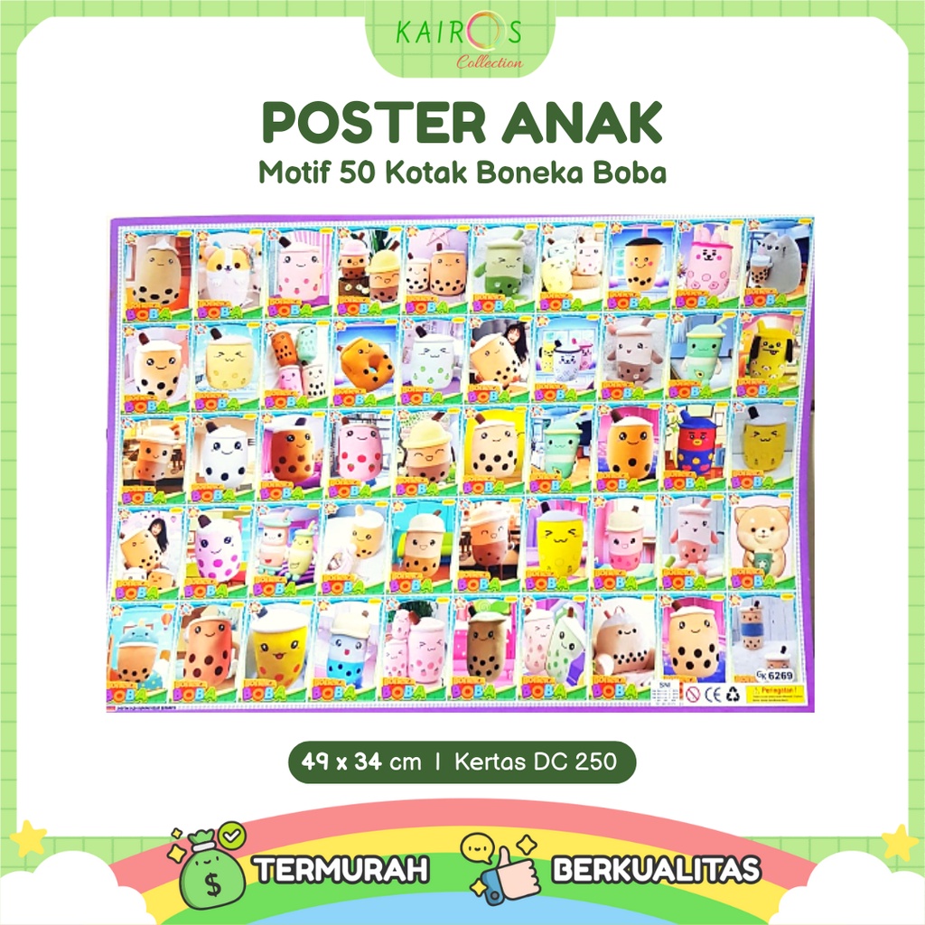 Poster Kotak Boba Aneka Motif Isi 50 Kotak Dalam 1 Poster