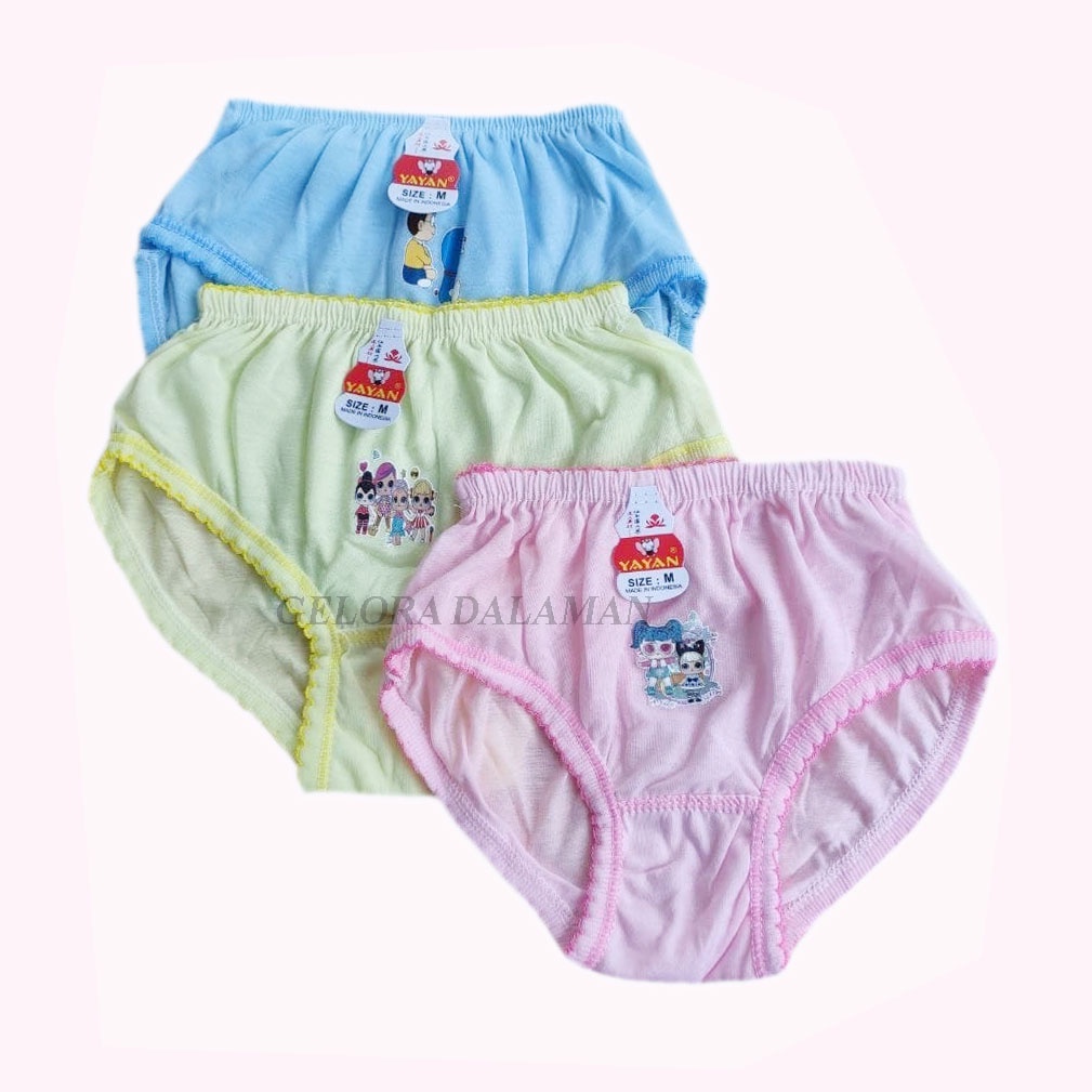 6 Pcs Celana Dalam Anak Perempuan Model Polos Semapk Anak Cewek Cd