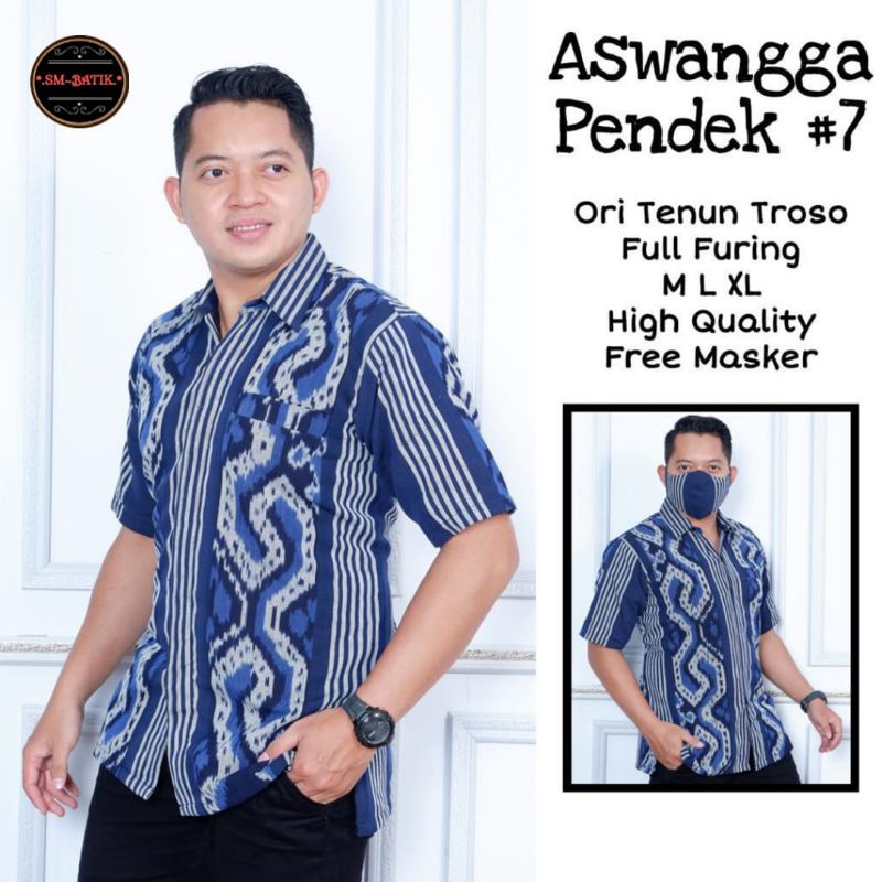 Aswangga Pendek Kemeja Pria Tenun Troso