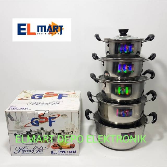 Agen Gsf Panci Set Stainless 10pc Gsf 4412 /panci Set Tutup Kaca kJMexCxe0Qzm