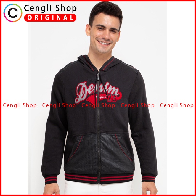 JAKET HOODIE CASUAL PRIA CARDINAL ORIGINAL TERBARU HITAM CA07