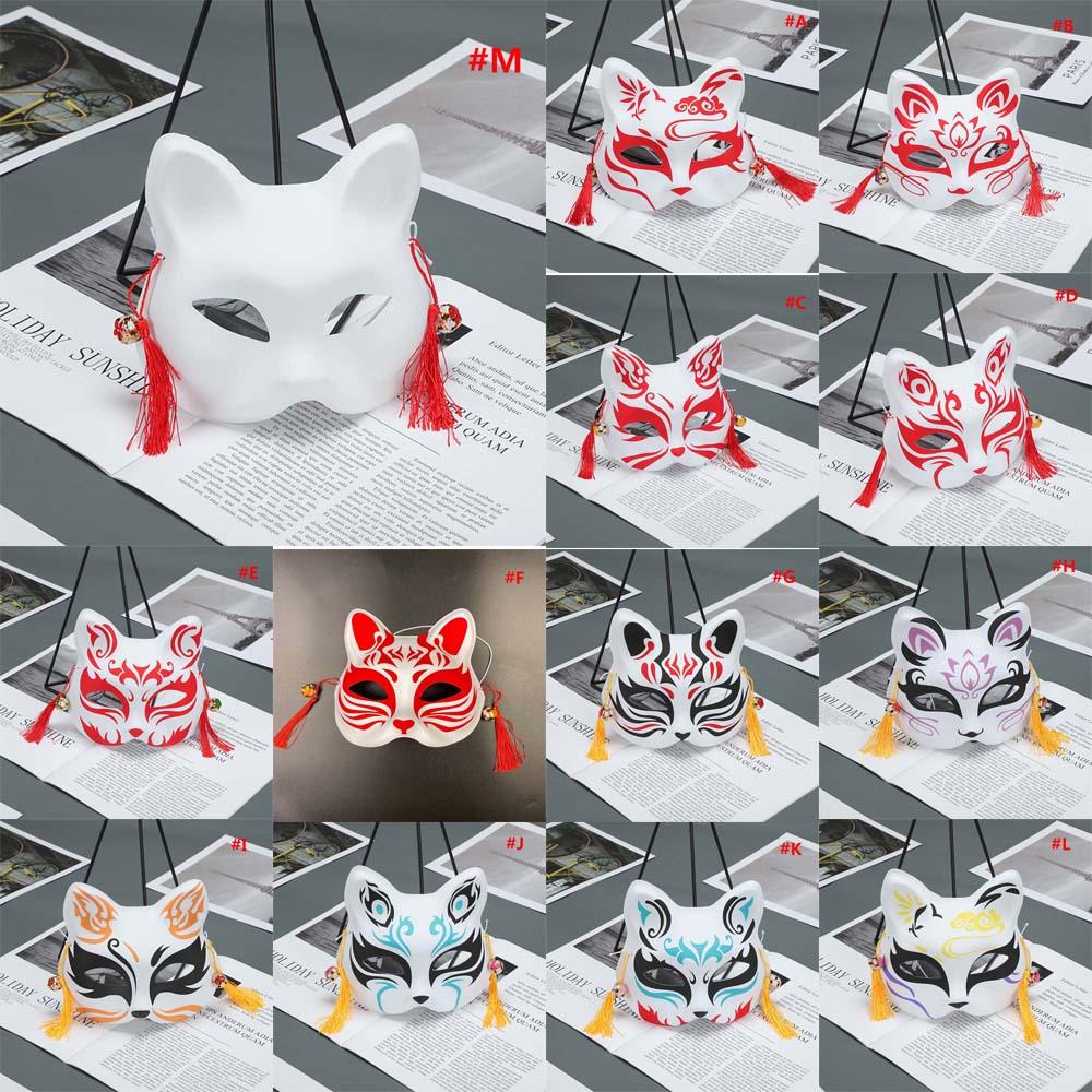 Nickolas1 Cosplay Topeng Unise Hand painted Cat Mask Plastik Jepang Anime Cosplay Alat Peraga Pesta