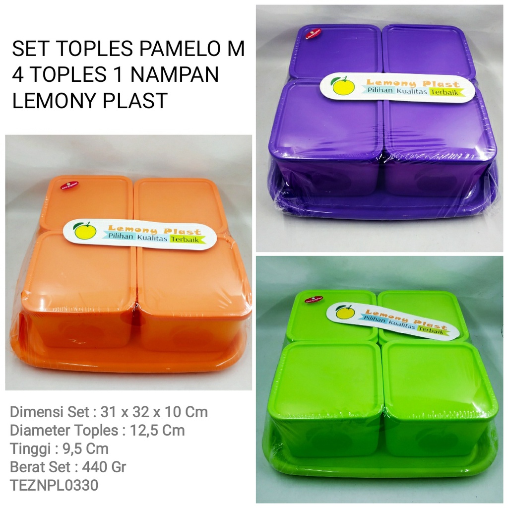 TOPLES PAMELO MEDIUM SET 4 TOPLES DAN 1 NAMPAN LEMONY PLAST TEZNPL0330