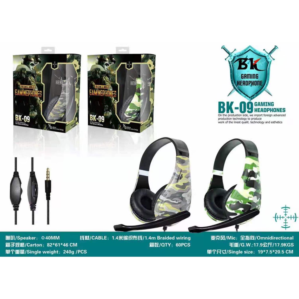 HEADPHONE GAMING ARMY BK 09