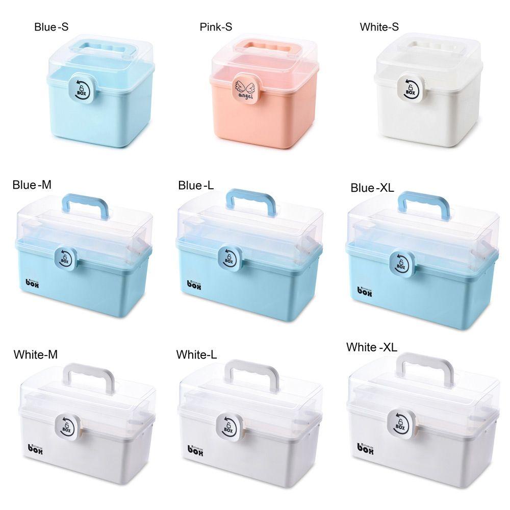 R-FLOWER Kotak Kit Alat Bantu Perjalanan Dada Obat Lipat Portabel Multi-layer Pill Case Kapasitas Besar Medicine Chest