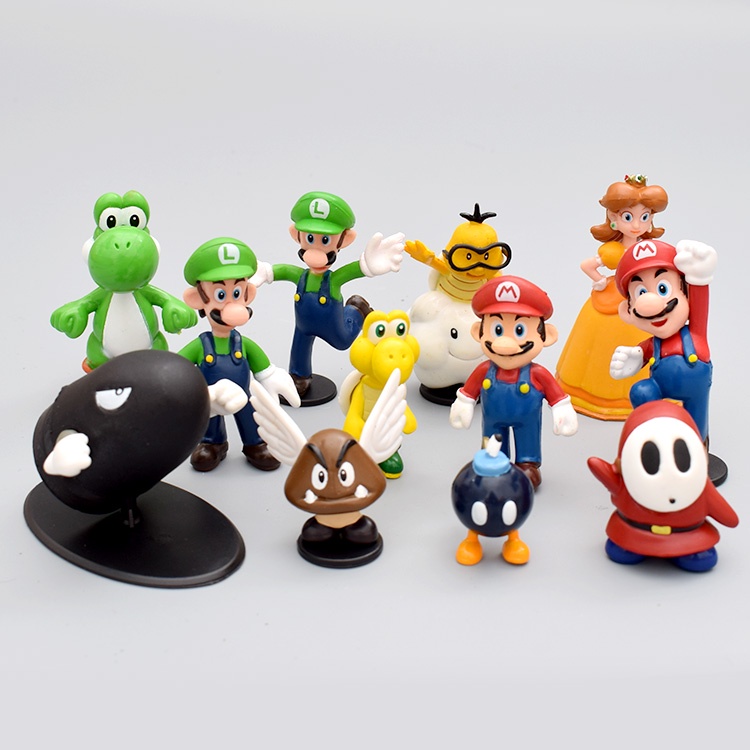 18Pcs/Lot Super Mario Bros PVC Action Figures Toys Yoshi Peach Princess Luigi Shy Guy Odyssey Donkey Kong Model Cartoon Dolls