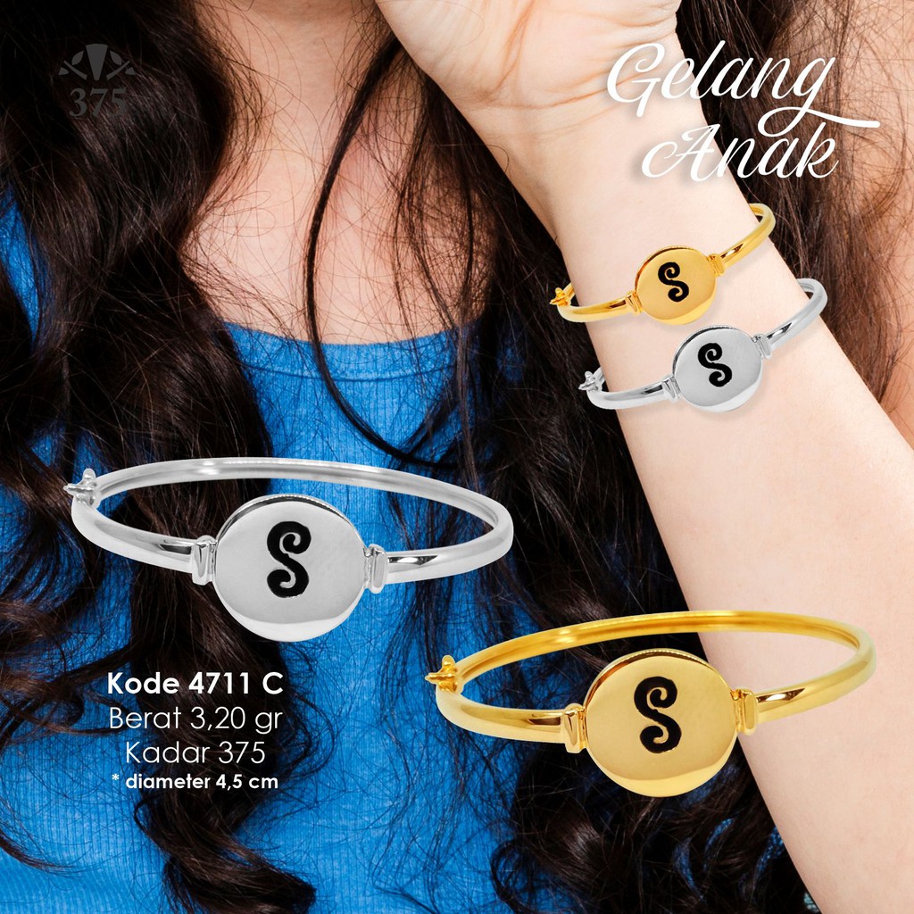 GELANG HURUF S EMAS ANAK ASLI 4711 C KADAR 375