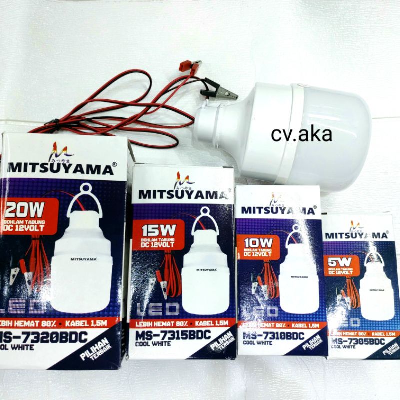 BOHLAM AKI BESAR Emergency 20 Watt LED Mitsuyama MS-7320 BDC Bohlam AKI LED DC 12 Volt Kabel Panjang 1.5