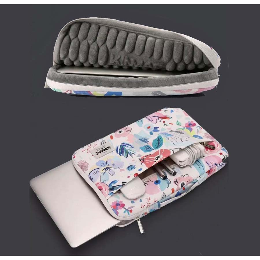 Tas Laptop Macbook KINMAC Handstrap flower motif Shockproof 13 14 15 16 inch
