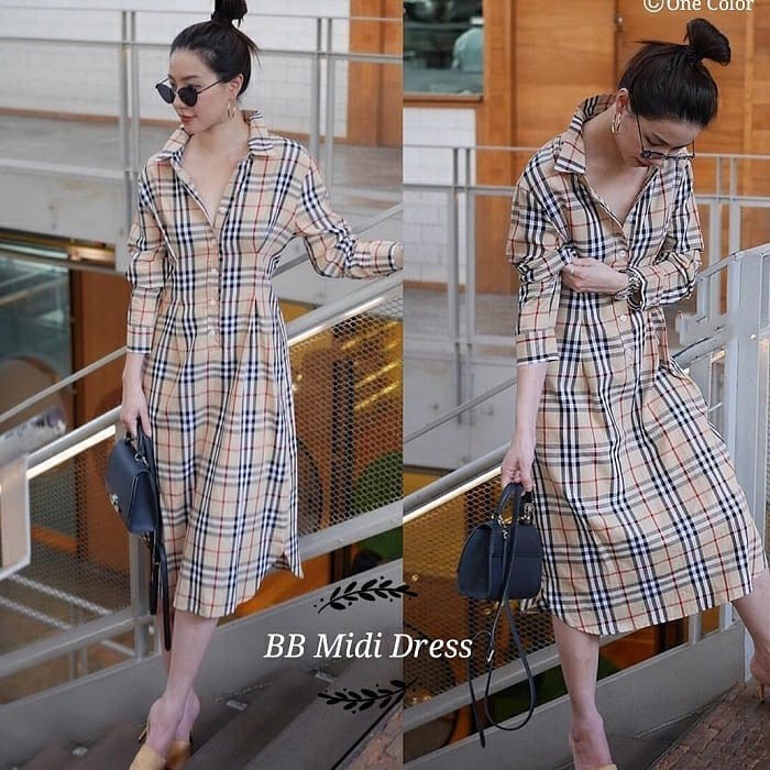 Midi Dress BB ECL Bahan katun burbery fit to L