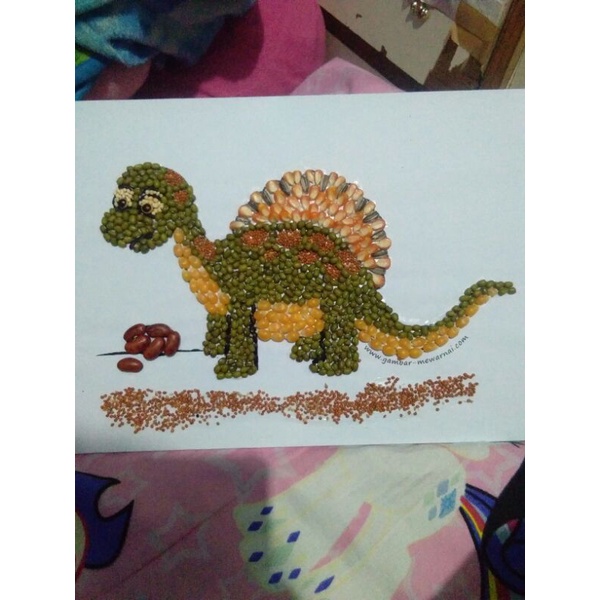 

kolase biji bijian dinosaurus prakarya sekolah