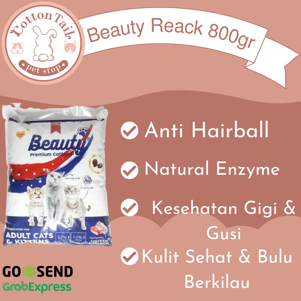 Makanan Kucing Premium BEAUTY Premium Cat Food Repack 800gr