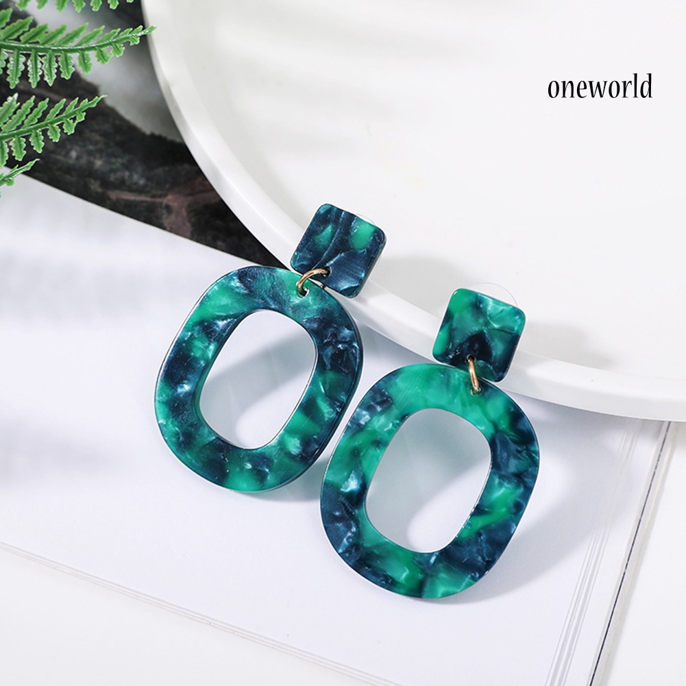 OW@ Fashion Hollow Circle Statement's Women Geometric Stud Earrings Jewelry Gift