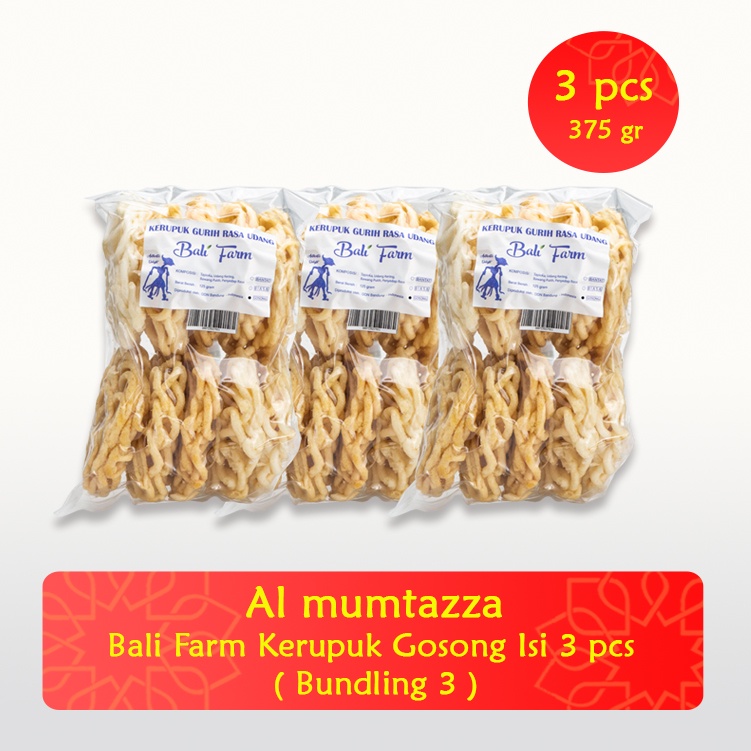 

Al mumtazza x Bali farm Kerupuk Gosong Vacum Rasa Udang Special Gurih isi 3 ( Bundling 3 )