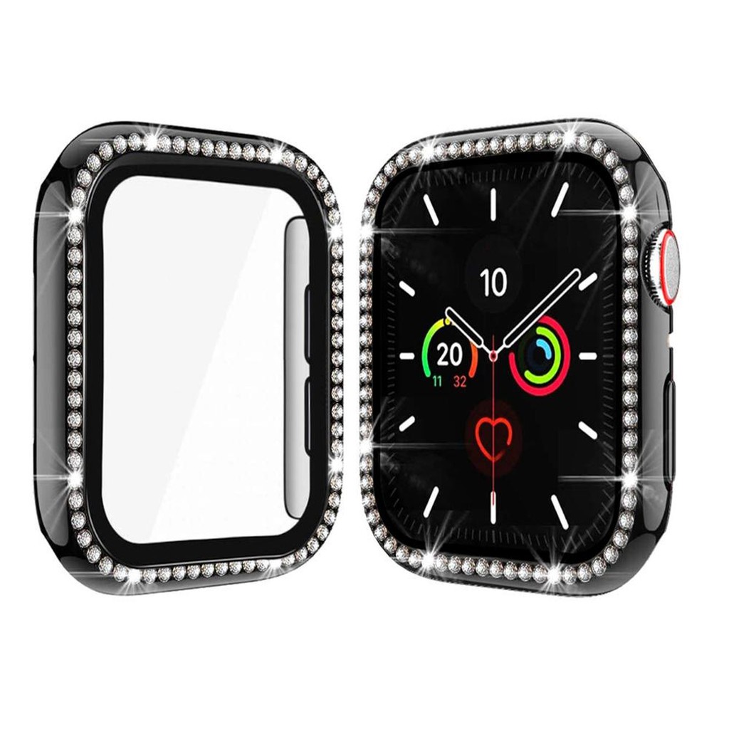 Diamond Pelindung Case Cover Untuk Apple Watch SE Series SE 6 5 4 3 2 1pc Hard Case Shell Untuk IWatch 40mm 44mm 38mm 42mm PC Bumper Frame Dengan Pelindung Layar Untuk t500 x7 t5 t55 ft5 SE SE