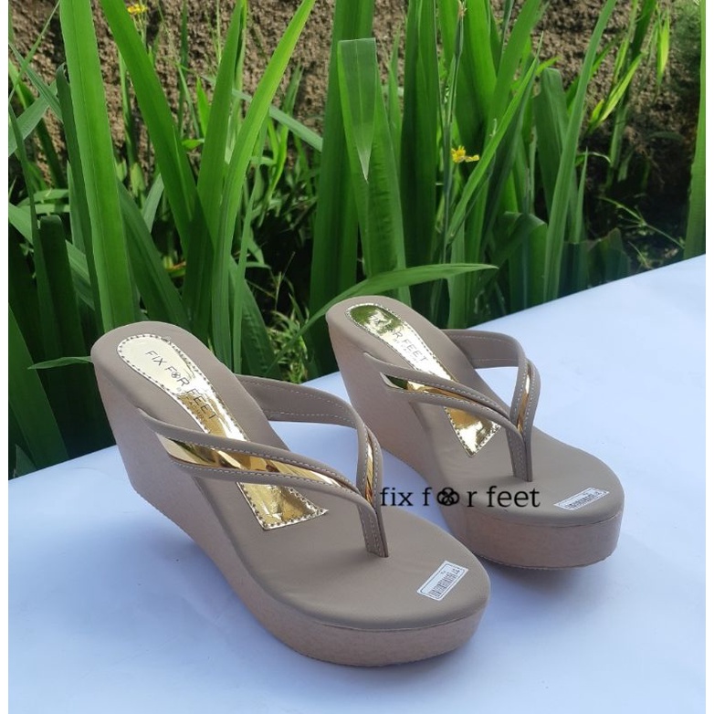 fahrie shoes sendal wedges wanita jepit fh-31