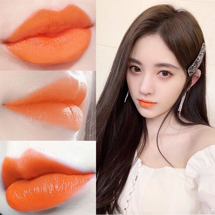 Matte Lip Gloss Biasa Labu Oranye Warna Kotor Orange Lipstik Tahan Lama Tahan Air Non-Penghilangan W