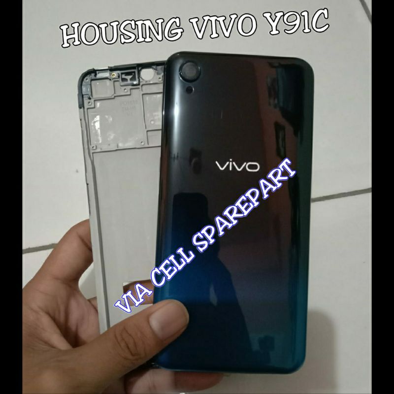 Casing Housing Kesing Fullset Vivo Y91c Atau Frame Lcd Tulang Tengah Plus Backdoor Cover Tutup Batre
