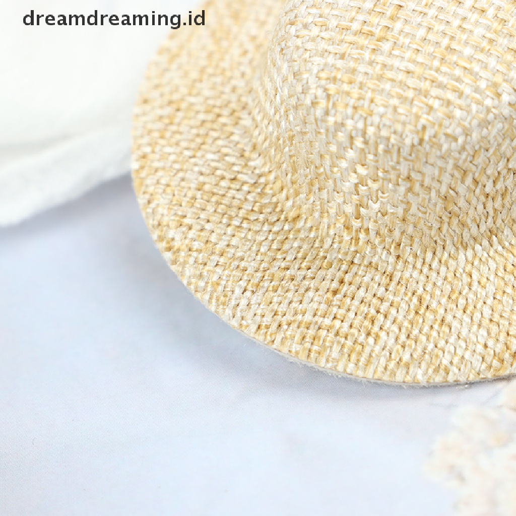 (Dreamdreaming.Id) 2pcs Miniatur Topi Jerami Untuk Aksesoris Rumah Boneka