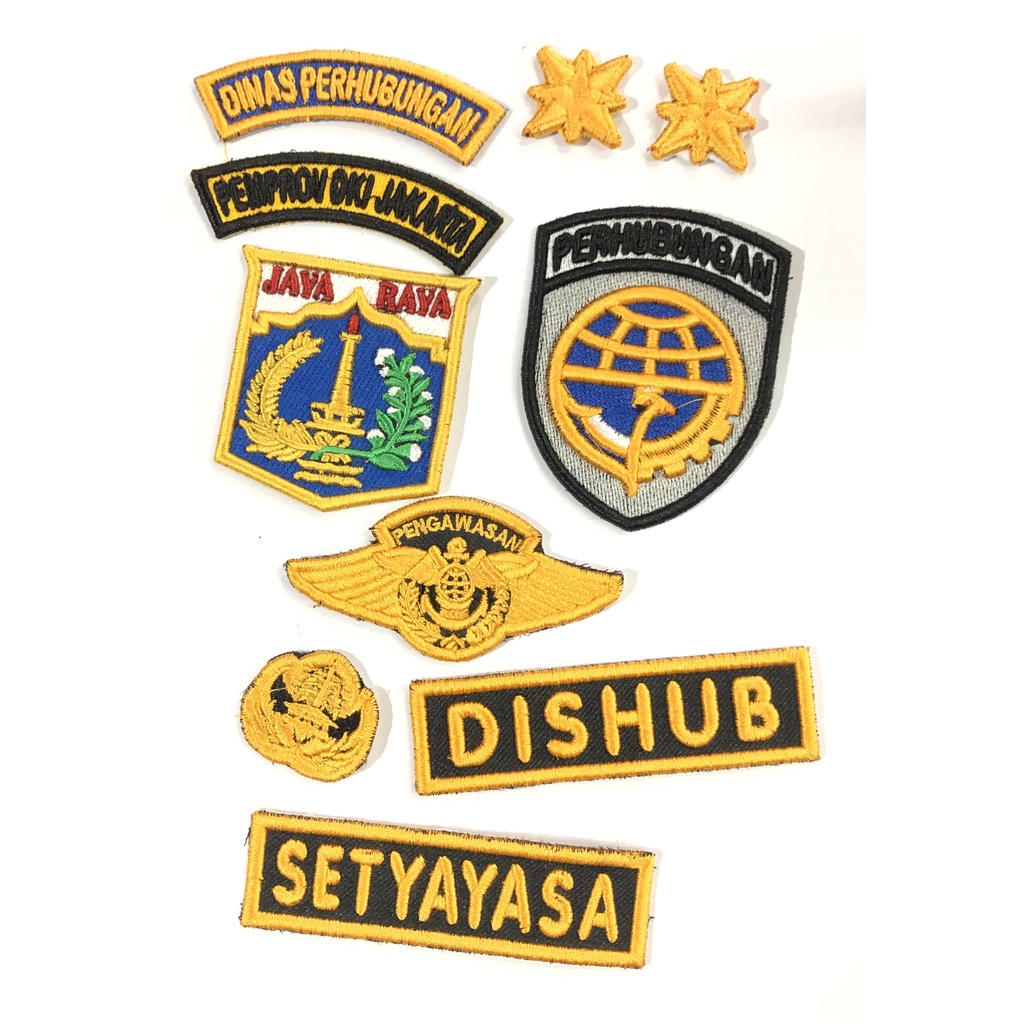 Atribut Bet DIshub Timbul - Bet Dishub Timbul Bordir - Set Atribut Bordir Timbul Sudah termasuk Nama