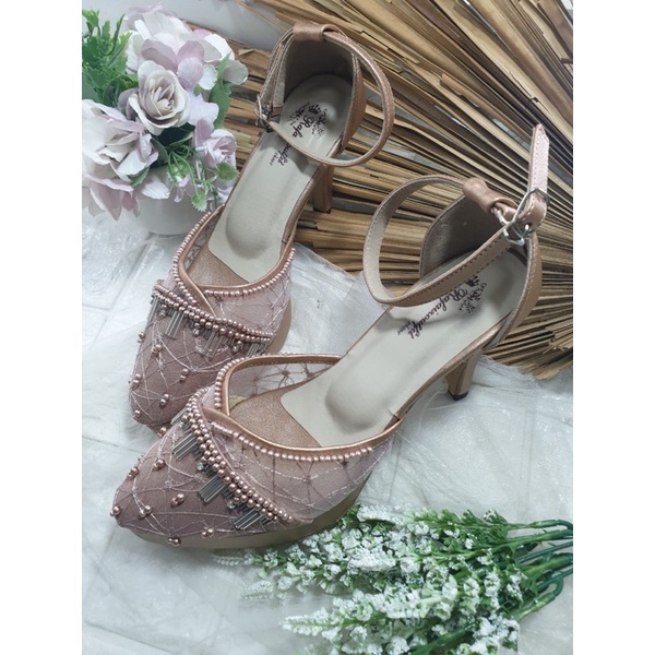 sepatu Cindy rosegold tinggi 9cm lancip