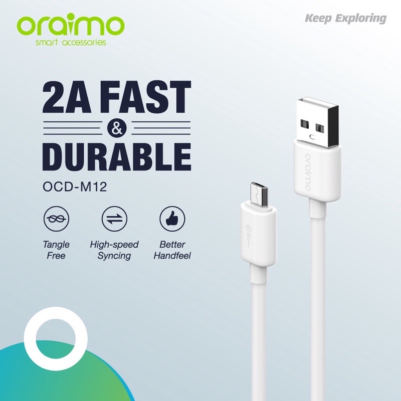 Oraimo OCD-M12 Kabel Data Micro USB Android Cable 2A Fast &amp; Durable - Garansi 1 Tahun