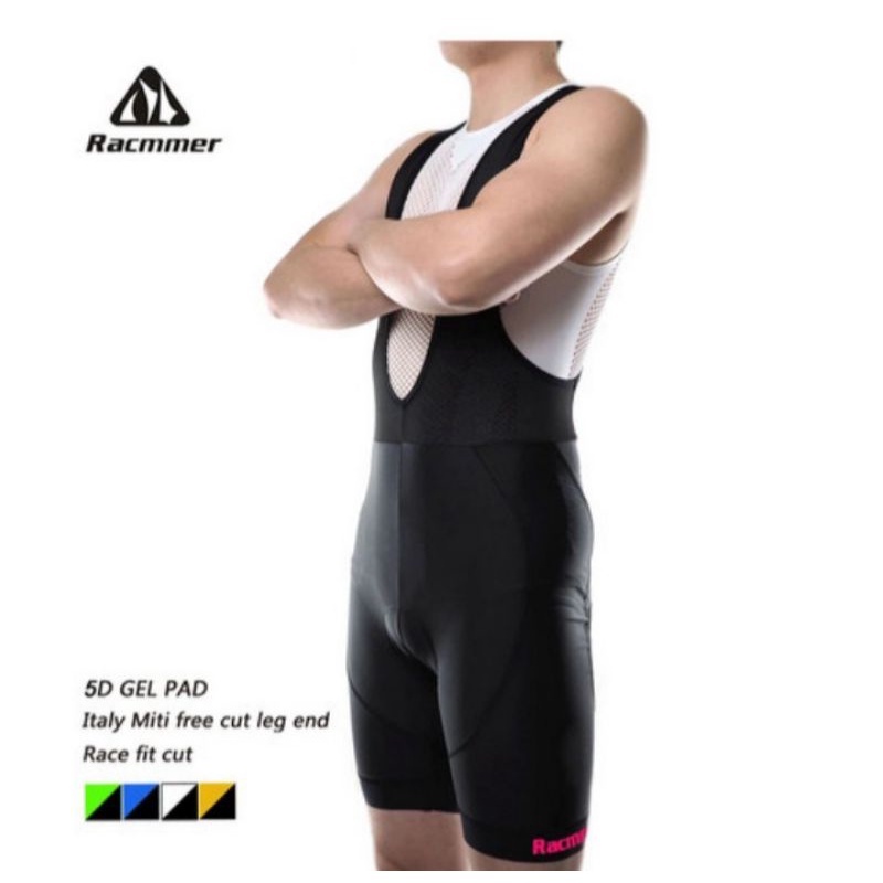 Celana Bib Pendek RACMMER Hitam Strip Magenta - Cycling Pants Bib Shorts - Bib Pants Shorts - Celana
