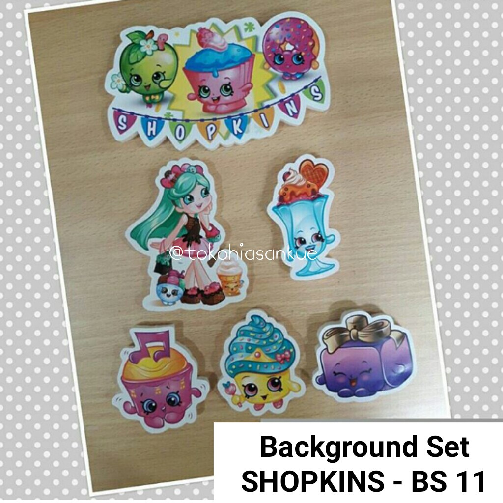 Jual BS 11 - Cake Topper Hiasan Background Kue Ulang Tahun Shopkins