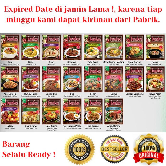 

Bumbu Instan Bamboe, Non MSG dan di Jamin Expired Masih Lama !