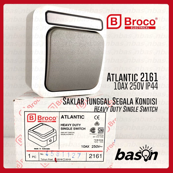 BROCO Atlantic 2161 Single Switch 10A 250V - Outbow 1 Gang IP44