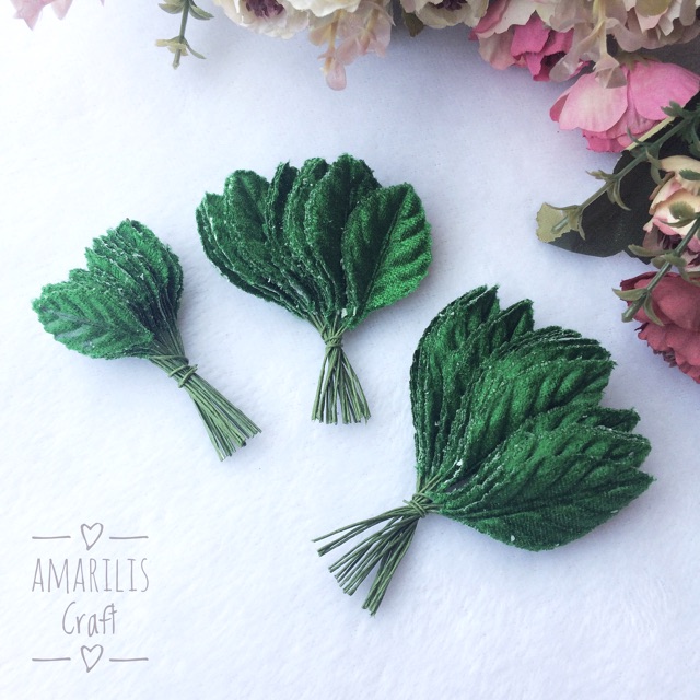 [24Pcs] Daun Mawar Sintetis