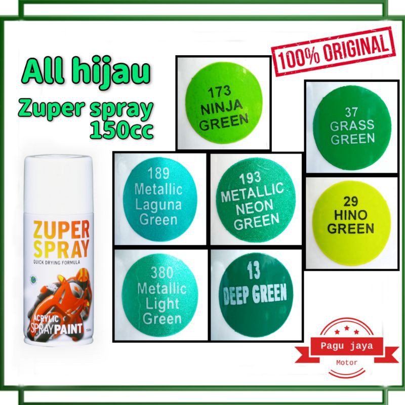 pilox cat semprot zuper spray 150cc semua varian warna hijau green colour spray paint pilok