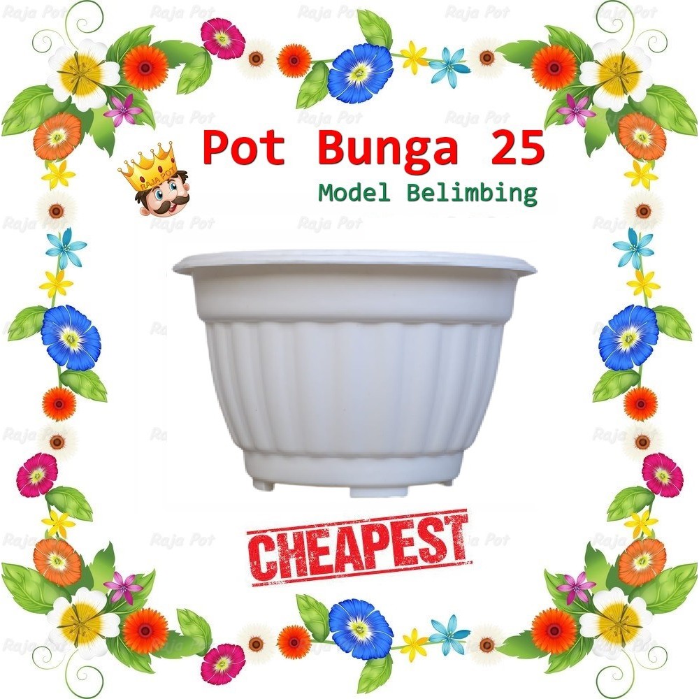 Pot Bunga Putih 25 Belimbing | Pot Plastik Putih 25 | Pot Tanaman Plastik 25