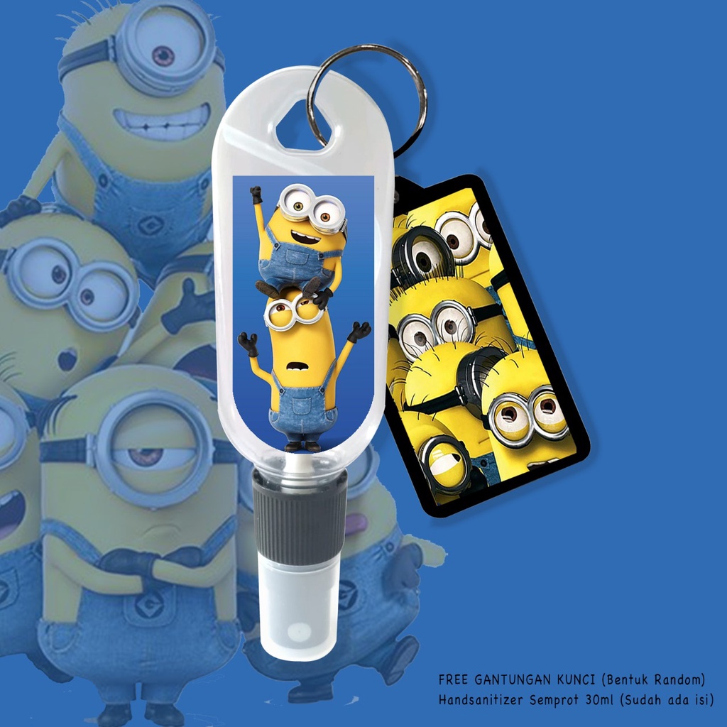 (FREE GANTUNGAN KUNCI) HAND SANITIZER SPRAY GAMBAR MINIONS / 100% REAL PICTURE / SUDAH INCLUDE ISI