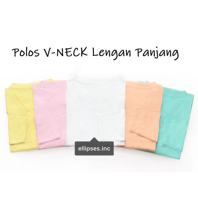 TUMBLR TEE / T-SHIRT / KAOS WANITA LENGAN PANJANG POLOS VNECK - PEACH, L