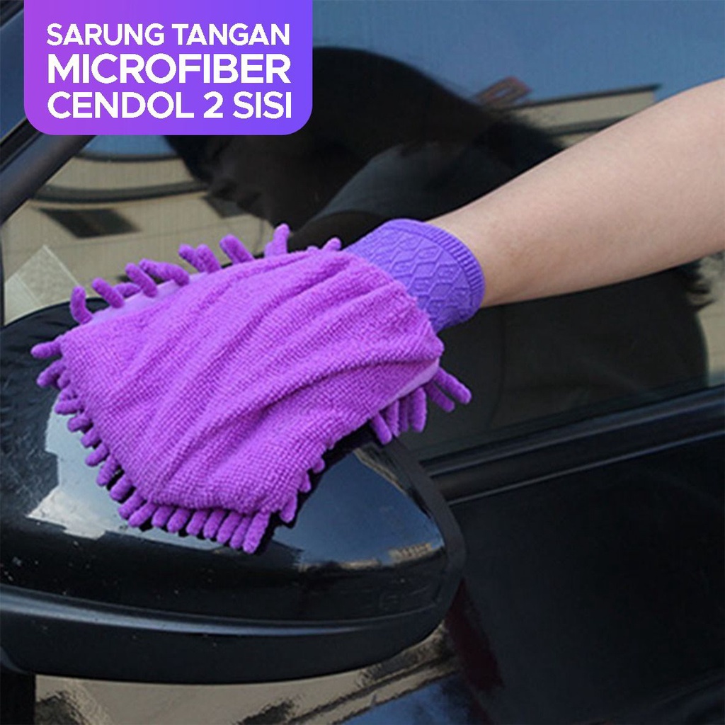 SARUNG TANGAN MICROFIBER CENDOL CUCI MOBIL MOTOR 2 SISI PREMIUM