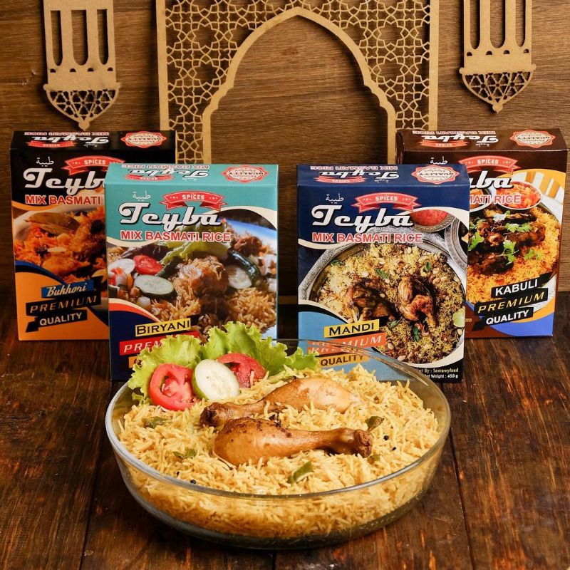 

Teyba Beras Basmati + bumbu Nasi Arab Instan Kabuli, Mandi, Bukhori, Biryani/ Briyani 500 gram kemasan terbaru