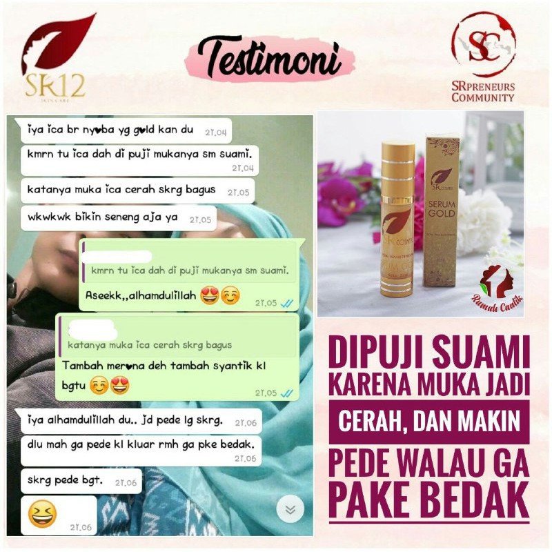 GOLD SERUM SR12 [GRATIS POUCH] / SERUM ANTIAGING KULIT KENCANG CERAH ELASTIS KENYAL &amp; GLOWING BPOM