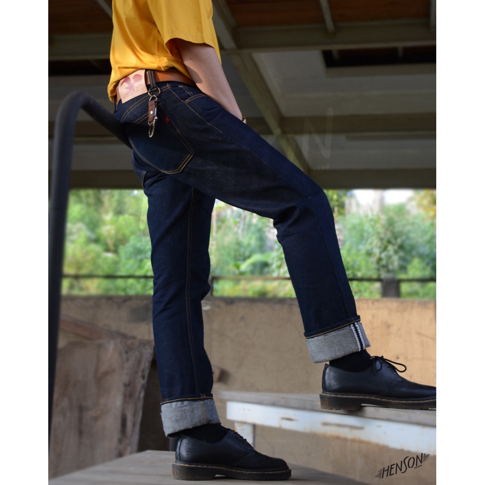 Henson Denim - Celana Jeans Raw Denim Bostin 16oz Indigo Black Slim Fit Celana Panjang Premium