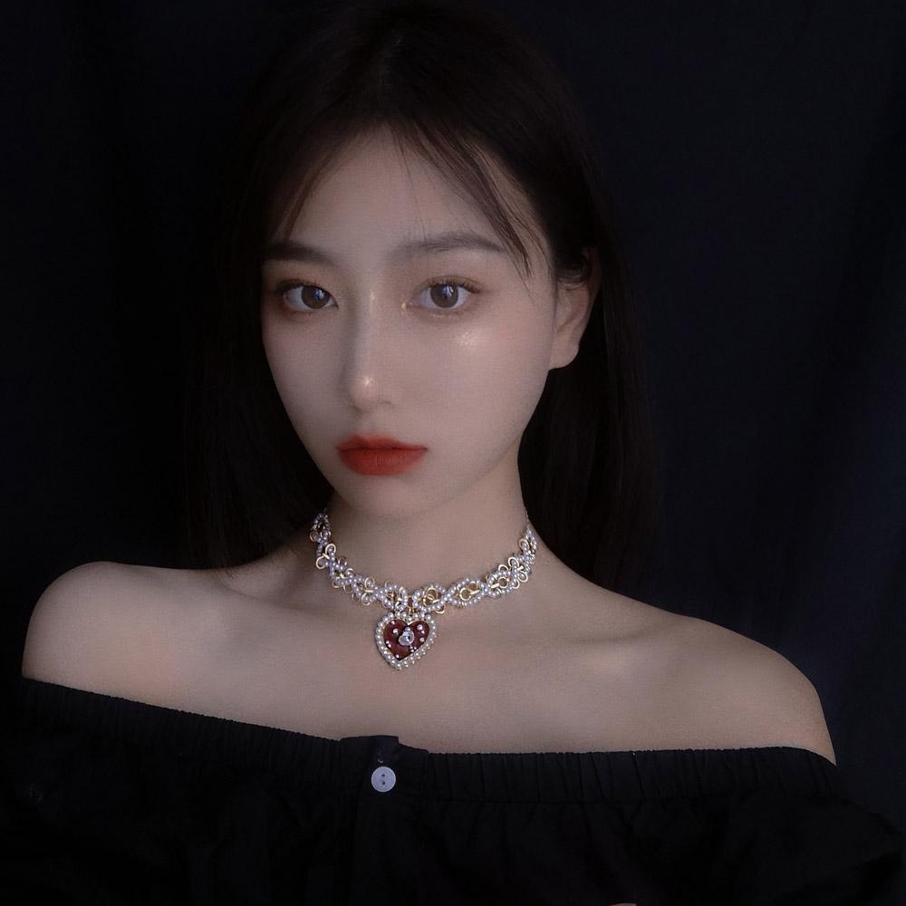 Agustina Mutiara Kalung Pesta Berlian Imitasi Rajut Menenun Choker