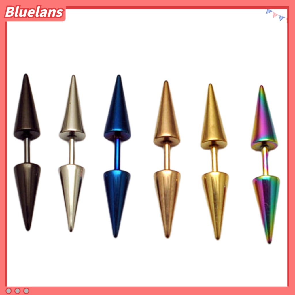 Bluelans 1 Pair Stud Earring Fine Workmanship Women Accessories Portable Unisex Double Rivet Spike Earrings