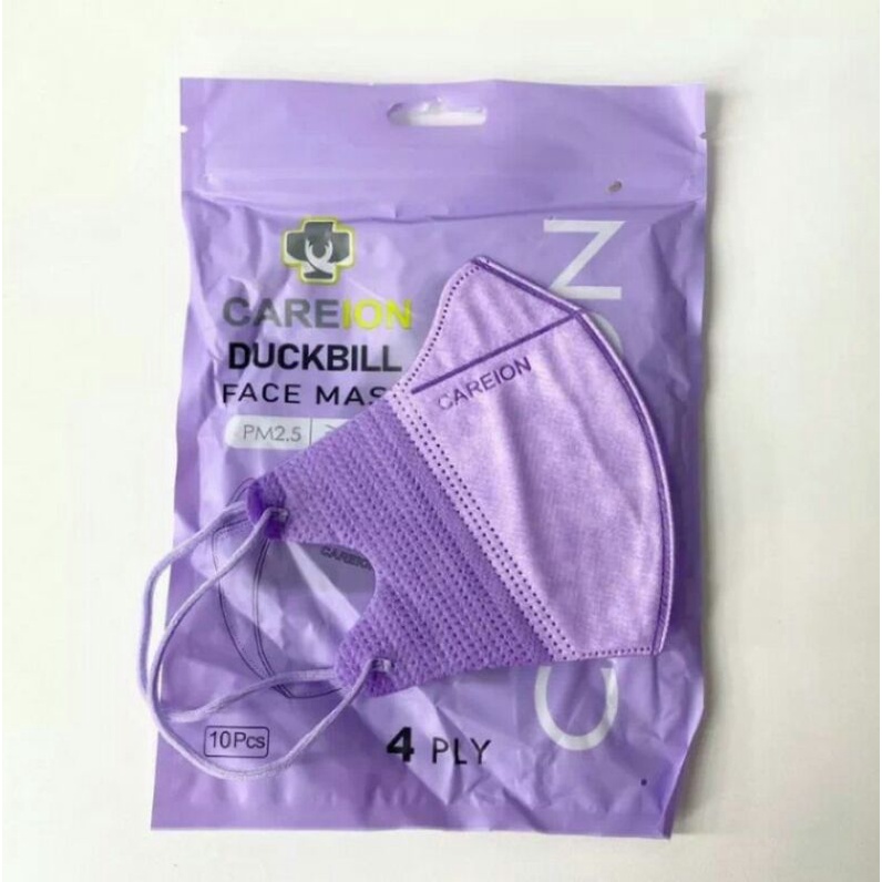 Masker Duckbill CAREION 4ply warna LILAC/UNGU isi 10pcs MURAH