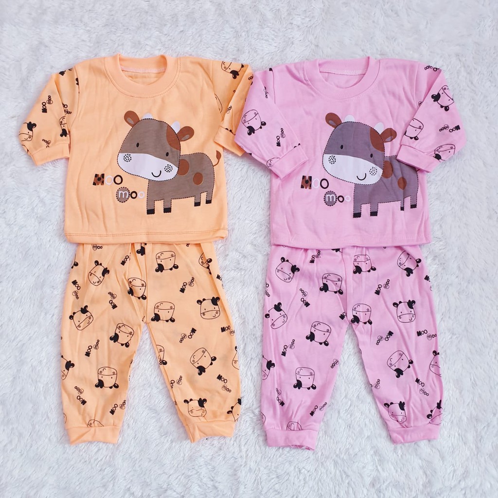 COD Bayar Ditempat Baju Piyama Bayi Moo/ Baju Anak / Setelan Anak / Baby Alicia
