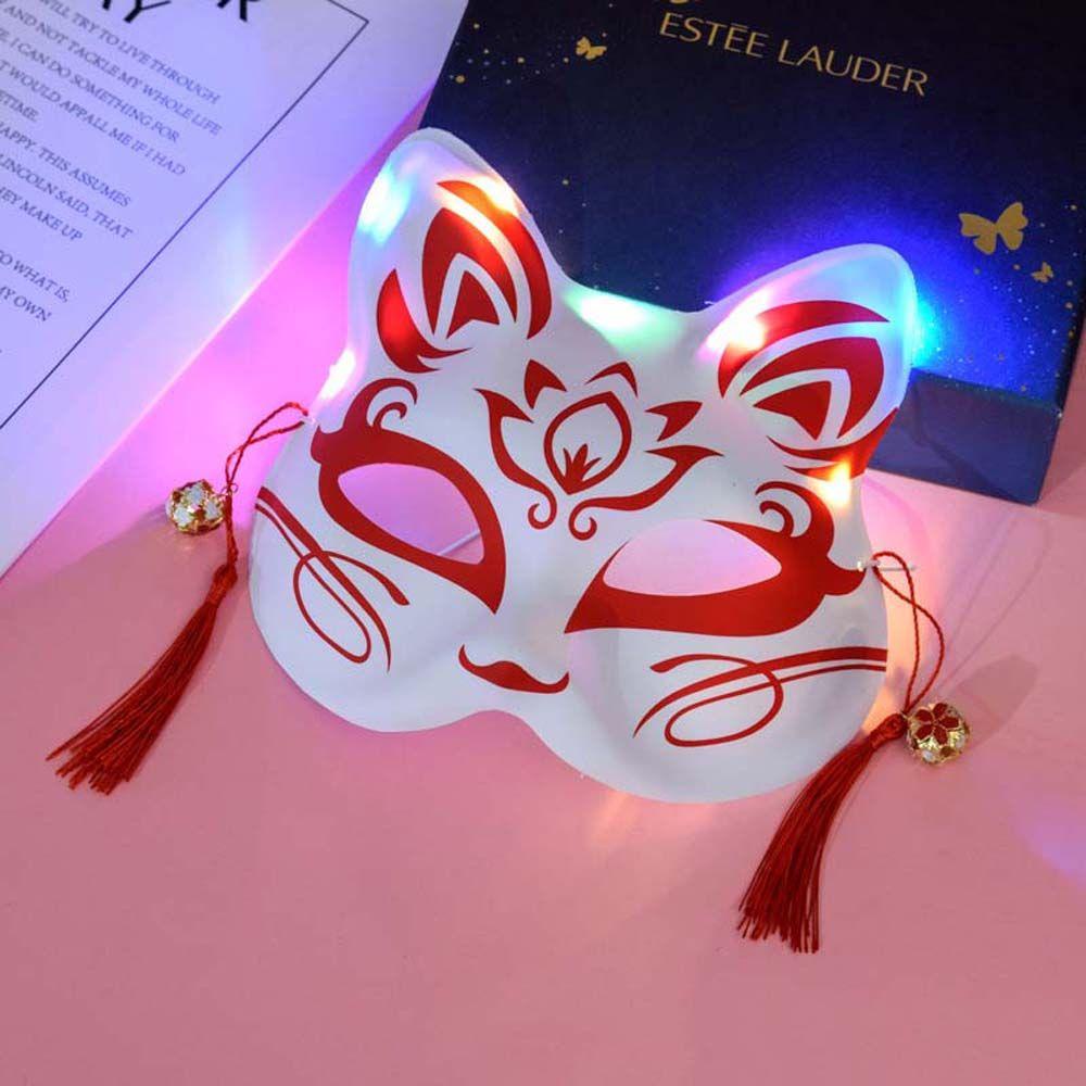 Mxbeauty Cosplay Masker Topeng Plastik Cosplay Lampu Led Luminous Props Hiasan Kepala Anime Topeng Wajah Kucing Topeng Led Light up Mask