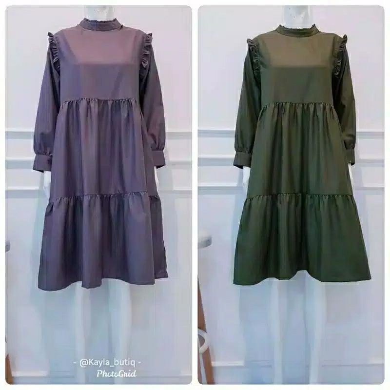 EF030 - Kayla Tunik -  Baju Atasan Wanita Tunik Rempel - Tunik Terbaru - Atasan Muslim Wanita