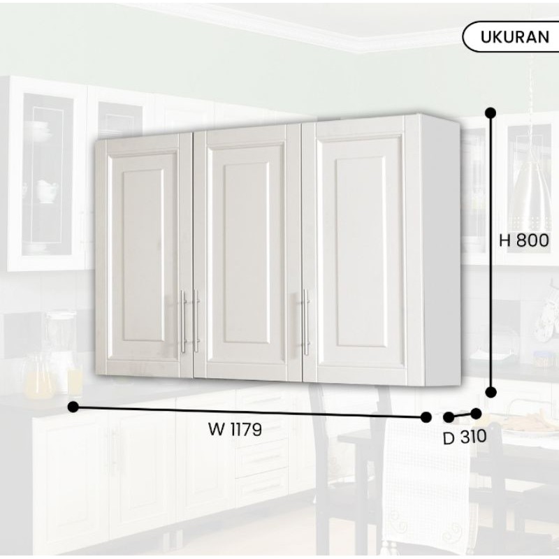 Kitchen Set Lemari Dapur 3 Pintu warna putih Design Simple dan Minimalis KAT 0108 KBT 0108